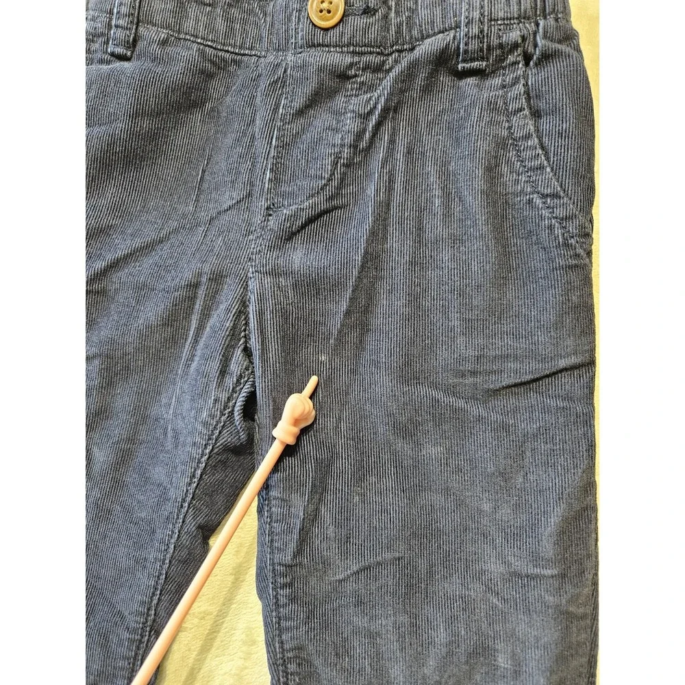 Baby GAP Corduroy Pants 18-24 Months Navy Blue Plaid Lined Elastic Waist Toddler